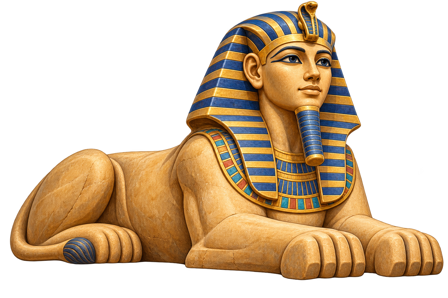 Sphinx égyptien aux détails bleu et or
